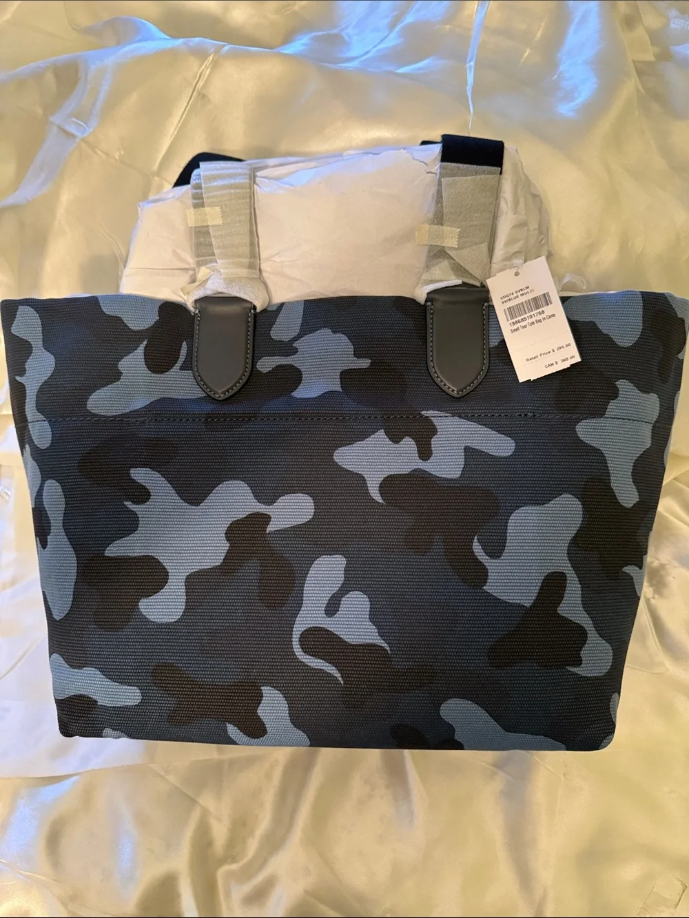 💙Coach NWT Blue & Black Camo Canvas Small Tour Tote